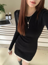 Slim line ribbed mini dress