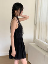 Chuse Chiffon Cancan Flare Sleeveless Mini Dress