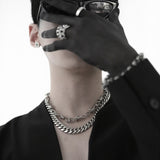 ヴィンテージ シルバー カーブ チェーン リンク ネックレス / [BLESSEDBULLET]vintage silver curve chain link necklace_13mm