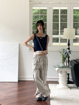 ケーズY2Kグレーポケットカーゴコットンパンツ/Keds Y2K Gray Pocket Cargo Cotton Pants