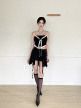 レースレイヤードリボントップ/887. Lace layered ribbon top (4color)