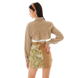 ニットボレロシャツ/Knit Bolero Shirt [Pearl Beige]