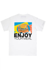 ハンバーガーTシャツ/[ENJOY YOUR MEAL] HAMBURGER 1/2 T-SHIRT_WHITE