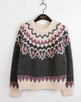 [Wool 10] キャンドルハートノルディックパターンラウンドニット