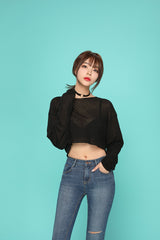 シースルークロップTシャツ / TOP(4863) see-through crop Tee