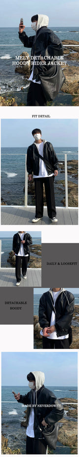 メリーディタッチャブルフーディライダージャケット / MELLY DETACHABLE HOODY RIDER JACKET(2COLOR)