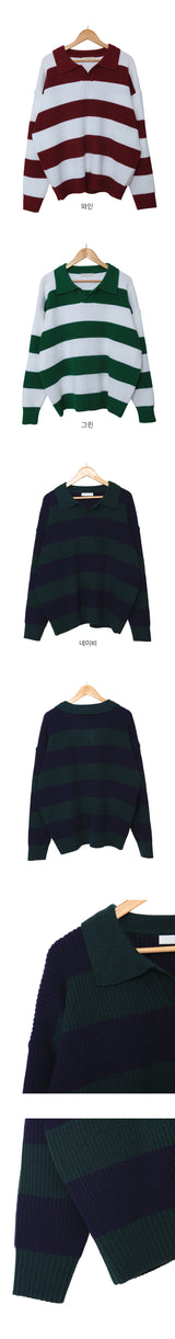 ツートーンカラーカラーニットウェア / two-tone colored collar knitwear