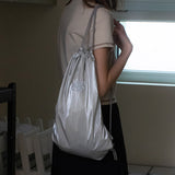 グロッシーストリングバッグ / GLOSSY STRING BAG_SILVER