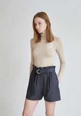 HIGH WAIST BELT BANDING HALF PANTS (6679779672182)