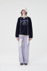 チェリーケーキグラフィックポイントスウェットシャツ／CHERRY CAKE GRAPHIC RIB POINT SWEATSHIRT [NAVY]