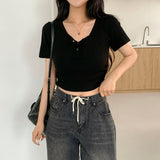 サイドシャーリングリブドクロップ半袖Tシャツ