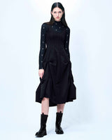 ピンタックジャージードレス/DOZI - Pintuck Jersey Dress _ Black