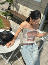 エッセンシャルオフザショルダースリーブレストップ