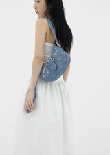 デニムスタッズショルダーバッグ/Denim Studded Shoulder Mini Bag (2color)