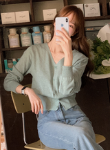 Basic V-neck Knit Cardigan (11color)