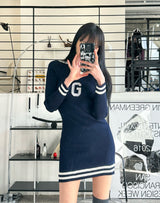 イブリブカラードレス/Eve ribbed collar dress