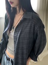 Contw Vintage Linen Boxy Check Shirt