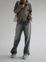 2WAYハイネックニットジップアップ / Two-way high-neck knit zip-up (2color)