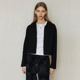 カラーツイードカーディガン/COLLAR TWEED CARDIGAN_BLACK