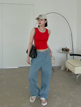 ストライプバンディングデニムパンツ/striped banding denim pants