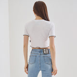 アンバランスクロップTシャツ/TOP(9190) VV Unbalance Crop Tee