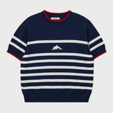 Dolphin stripe half sleeve knit