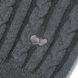 スモールチェリーツートンケーブルクロップニット／SMALL CHERRY TWO-TONE CABLE CROP KNIT [CHARCOAL]