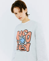 スプレッドスウェットシャツ/SPREAD NCOVER SWEATSHIRT-WHITE MELANGE