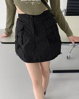 アイアンナイロンツーウェイカーゴミニスカート / Iron nylon two-way cargo mini skirt