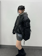 Cut-Off Cutting Hooded Zip-Up