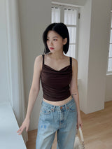 シルキードレープシャーリングスリーブレス / Silky Drape Shirring Sleeveless (2color)