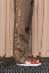 TIE-DYE BLOCK DENIM PANTS / BROWN