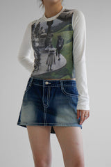 トゥルーローラーライズジーンズスカート / true roller-rise jean skirt