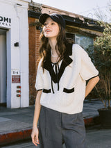 ダブルカラーケーブルニットベスト / Double collar Cable Knit Vest
