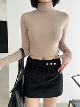 コーデュロイスリーボタンロースカート/Corduroy Three Button Low Skirt (2color)