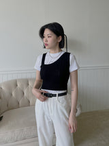 アンバランスドニットスリーブレス / Unbalanced Knit Sleeveless (2color)