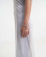 リボンシルバーチェーンブレスレット