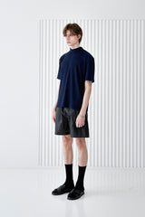 RIB MOCK NECK HALF T-SHIRT NAVY (6566874284150)