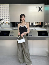 [MADE] デズレースシャーリングVネッククロップノースリーブ / [MADE] Dez Lace Shirring V-neck Cropp Sleeveless