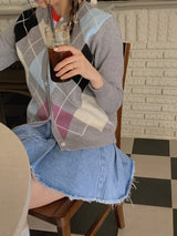 アーガイルルーピーカーディガン /  argyle loopy cardigan