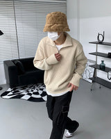 レザーパッチセミジップアップ/MT leather patch semi zip-up (3 colors)