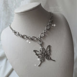 [IDLE Miyeon Necklace] Princess Butterfly Chain Semi Choker Necklace