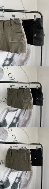 cargo low waist mini skirt (2color)