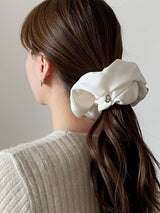  oar Cameo Satin drop Wide Scrunchie [Ivory]