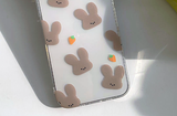 モチブラウンラビットキャロットフォーンケース / Mochi Brown Rabbit Carrot Phone Case