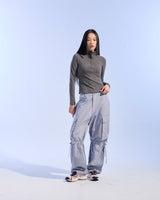 FLEECE CROP HALF ZIPUP (CHARCOAL)