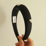 Black pearl satin hairband (6655013879926)