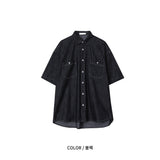 Moment raw material denim short-sleeved shirt (3 colors)