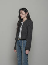 raw edge cut tweed jacket