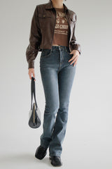 レザージップアップジャケット / Leather Zip-Up Jacket (2color)